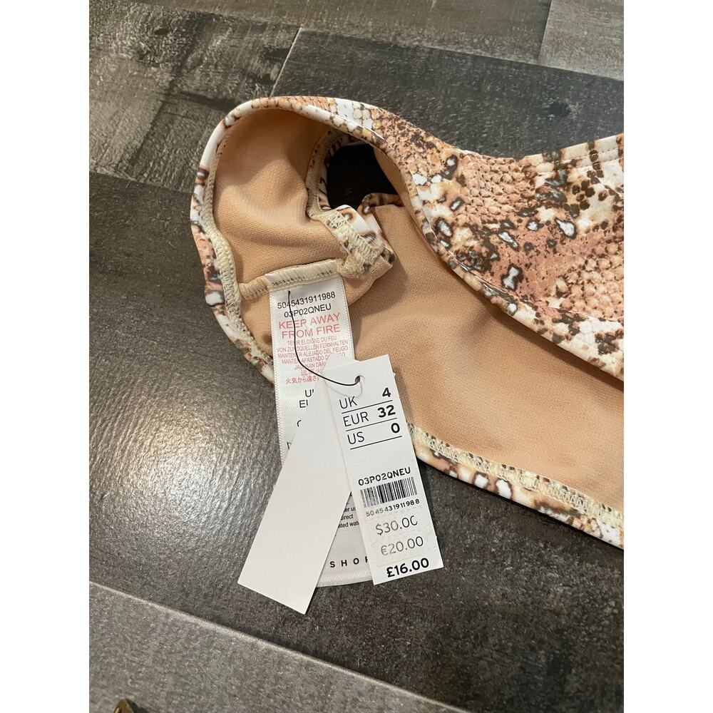 Topshop Snake Print One Shoulder Bikini Top Convertible NWT Women’s 0 - Picture 6 of 8